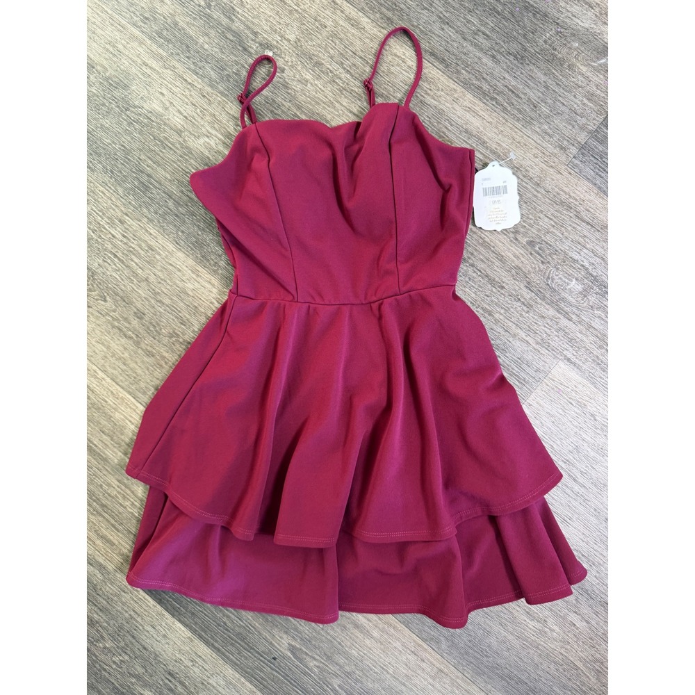 Altar'd State Wine Burgundy Tiered Mini Dress Bow Back Cutout NWT Size Medium - Picture 1 of 10